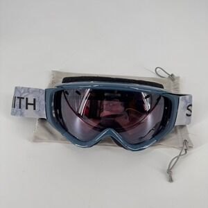 Smith Ski Snowboard Goggles Blue Frame Tinted Lens Adjustable Strap w Pouch